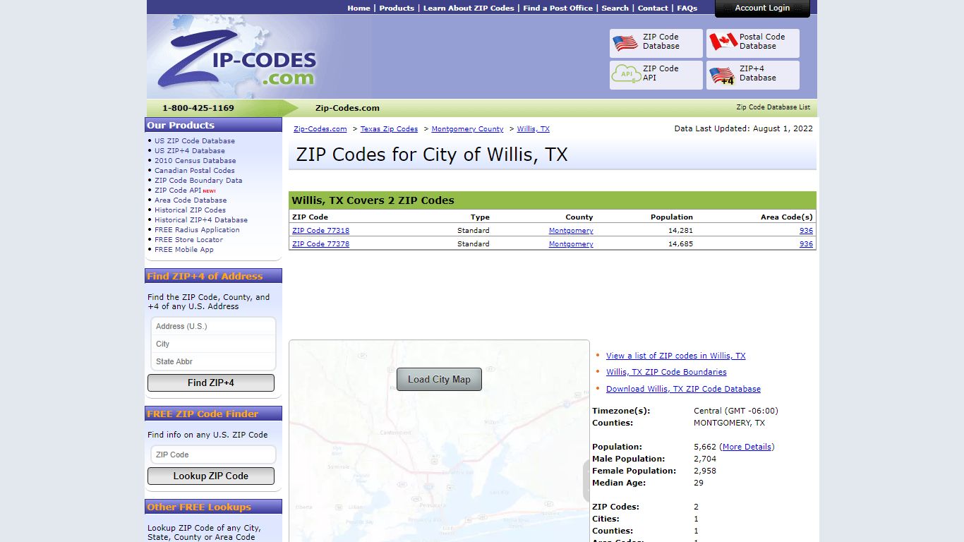 All Zip Codes in Willis TX