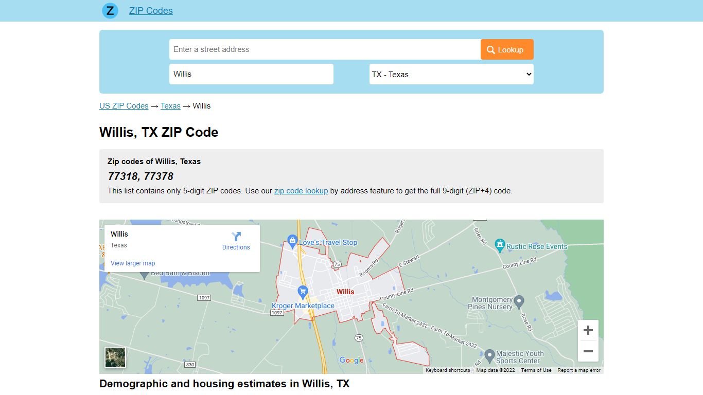 Willis, TX ZIP Code - zipcodes-us.com